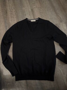 Burberry Black V-Neck Men's Sweater - Classic Knit
